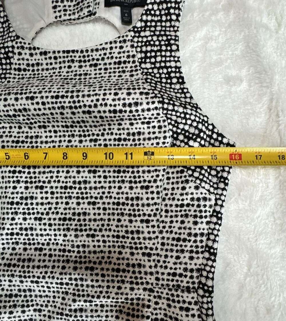 Banana Republic Petite 6 Black White Sheath Dress Sleeveless Career - Picture 5 of 8